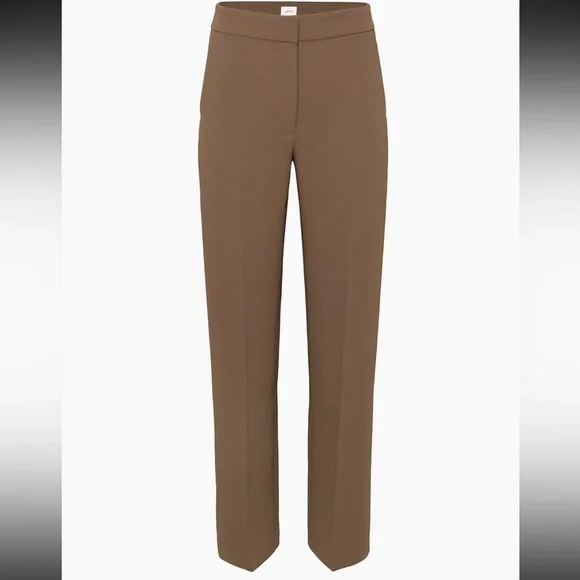 Aritzia Wilfred Alanya Pants in size 0 short. Color is Cocoa Bean - Picture 1 of 12